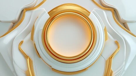 抽象科技感白底金色线条几何体3D立体背景