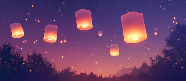 星空下的彩灯
