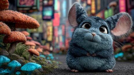 可爱梦幻灰色萌鼠