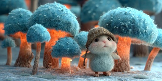 可爱梦幻灰色萌鼠