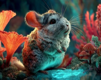 可爱梦幻灰色萌鼠