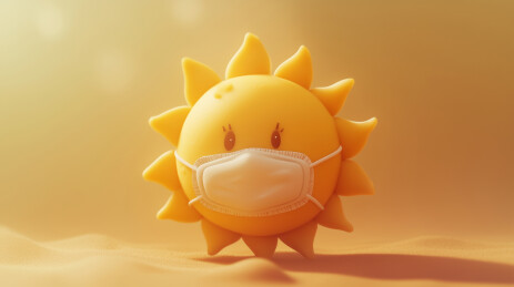 沙漠里戴口罩的太阳