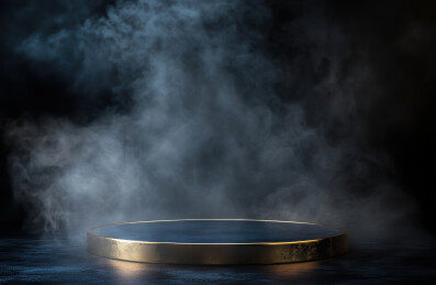 黑色背景下桌子上的容器特写镜头