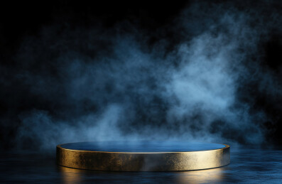 黑色背景下桌子上的容器特写镜头