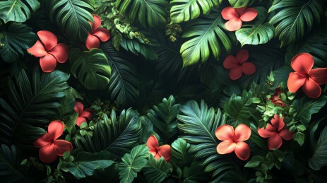 绿叶粉花自然清新景致