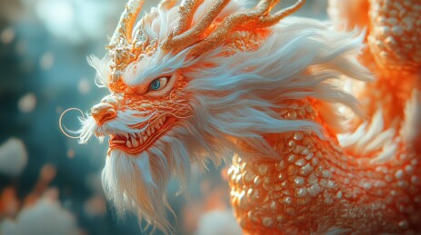 橙白龙首祥瑞奇幻形象