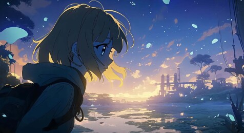 黄昏时分的女孩