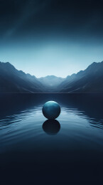 小蓝球与星空湖面