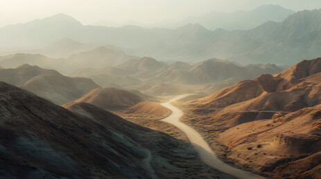 山脉与蜿蜒道路的景象