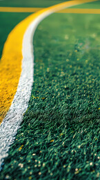 人造草坪上的黄白边界线