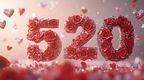 繁花环绕数字520