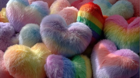 浪漫粉色心形毛绒球