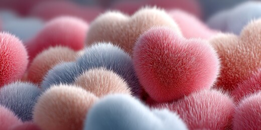 浪漫粉色心形毛绒球