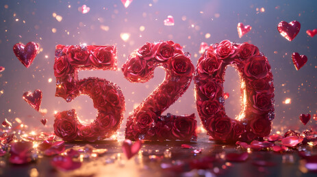 繁花环绕数字520