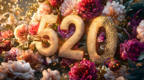 繁花环绕数字520