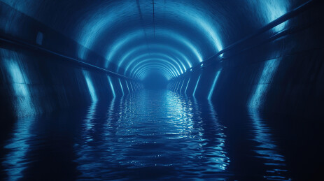 海上洞穴的低角度视图