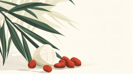 椰枣与椰叶的静谧意境