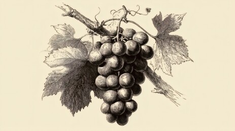 水墨葡萄藤蔓写生图