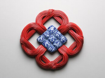 红绳青花瓷组合装饰图案