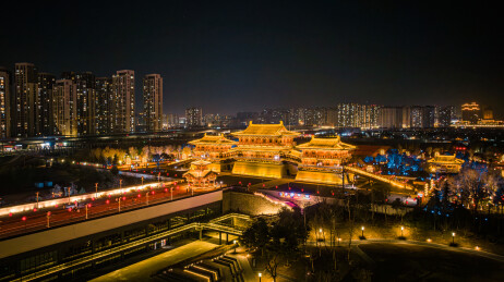 航拍中国河南洛阳九州池