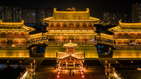 航拍中国河南洛阳九州池