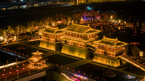 航拍中国河南洛阳九州池