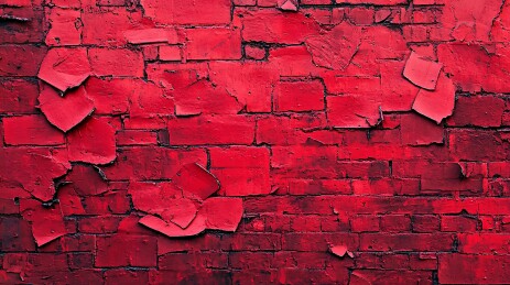 剥落红漆砖墙画面