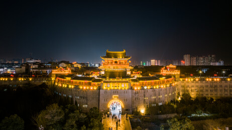 航拍中国河南洛阳丽景门