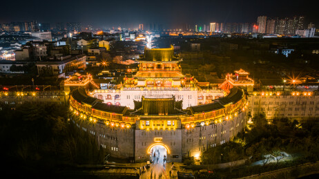 航拍中国河南洛阳丽景门