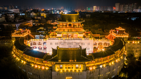 航拍中国河南洛阳丽景门