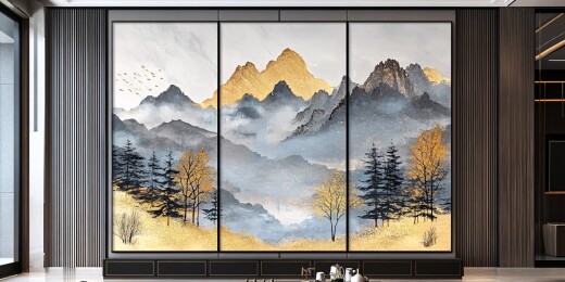 新中式山水屏风装饰画