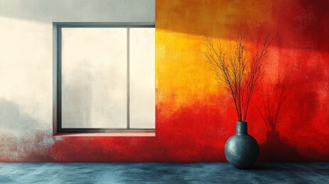 窗边花瓶室内艺术场景