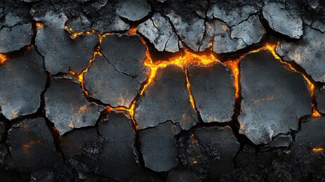 地表干裂岩浆涌动画面