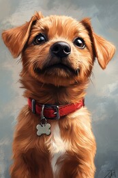 可爱戴项圈小狗插画