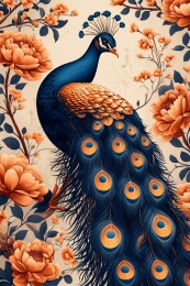 孔雀与繁花插画