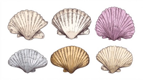 多彩手绘扇贝插画