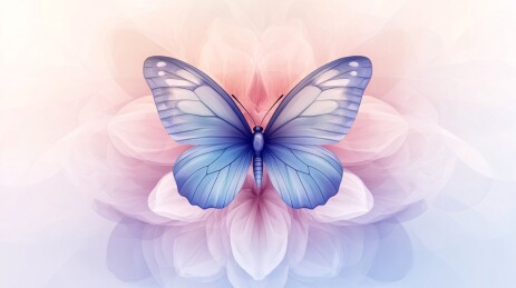 梦幻蓝蝶绽于柔美花朵间