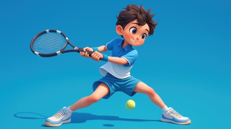 卡通男孩打网球