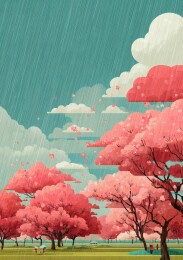 樱花雨中浪漫邂逅春日写意