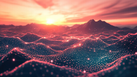 日落时的城市景观