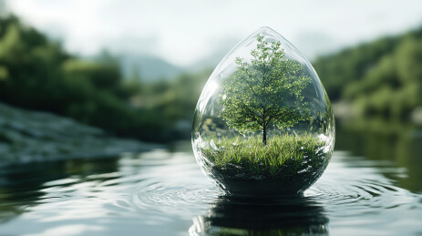 湖边的树顶着天空