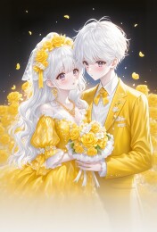 黄衣动漫情侣甜蜜相依