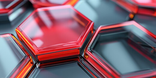 抽象科技感黑底红色几何体晶体3D立体背景
