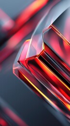 抽象科技感黑底红色几何体晶体3D立体背景