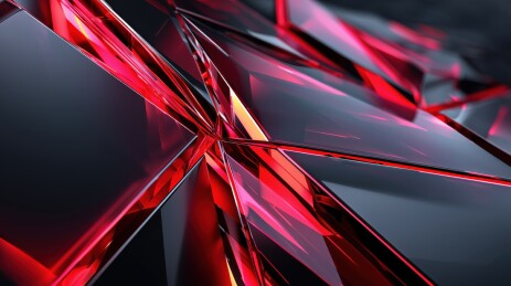 抽象科技感黑底红色几何体晶体3D立体背景