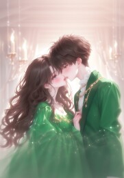 身着绿装情侣甜蜜亲吻