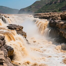 宏大的黄河壶口瀑布