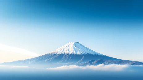 富士山顶峰与白雪