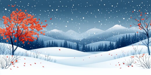 雪野中红树立鲜明对比