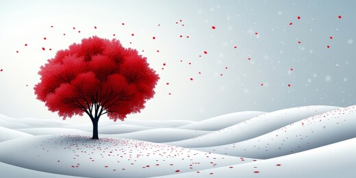 雪野中红树立鲜明对比